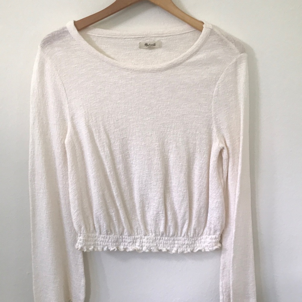 Madewell Top with Elastic Waist and Flared Sleeves